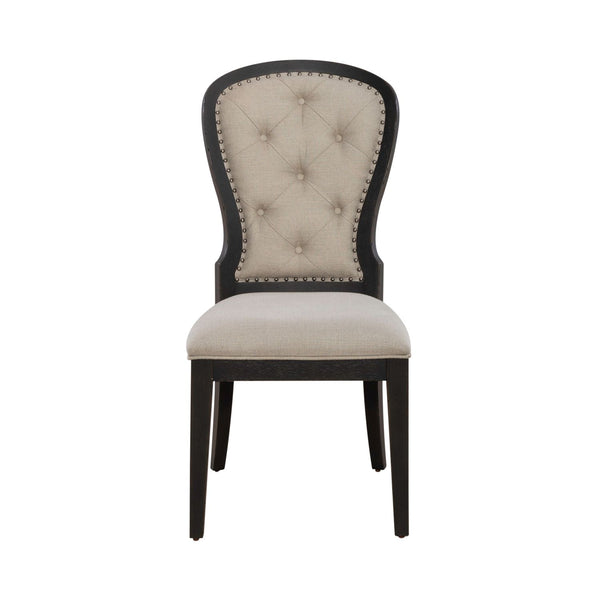 Americana Farmhouse Uph Tufted Back Side Chair - Black - 615-C0501S-B
