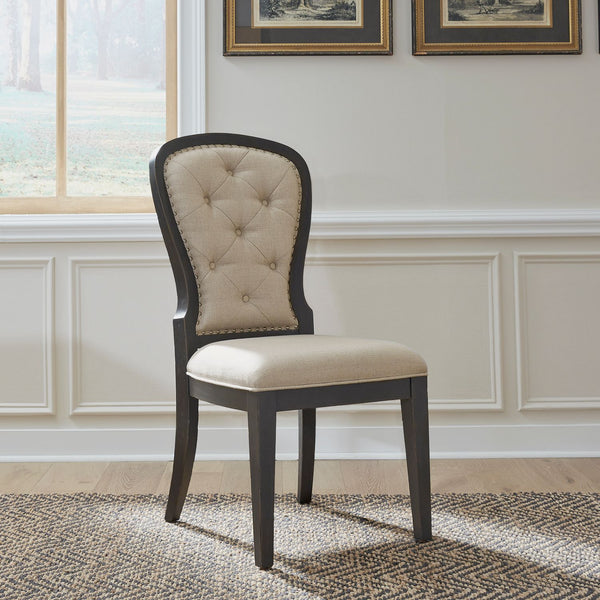 Americana Farmhouse Uph Tufted Back Side Chair - Black - 615-C0501S-B