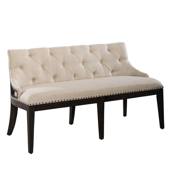 Americana Farmhouse Uph Shelter Dining Bench- Black - 615-C6501B-B