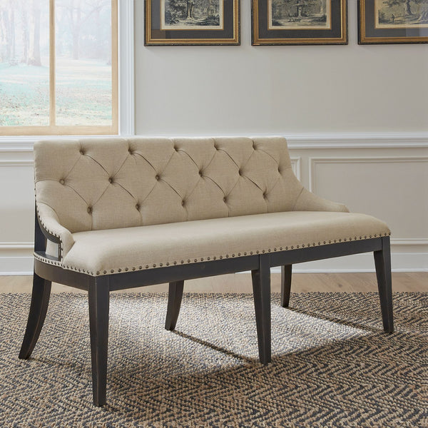 Americana Farmhouse Uph Shelter Dining Bench- Black - 615-C6501B-B