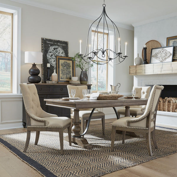 Americana Farmhouse 5 Piece Trestle Table Set - 615-DR-5TRS