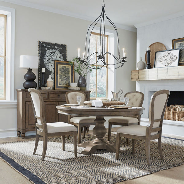 Americana Farmhouse Optional 5 Piece Pedestal Table Set - 615-DR-O5PDS