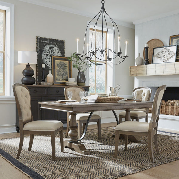 Americana Farmhouse Optional 5 Piece Trestle Table Set - 615-DR-O5TRS