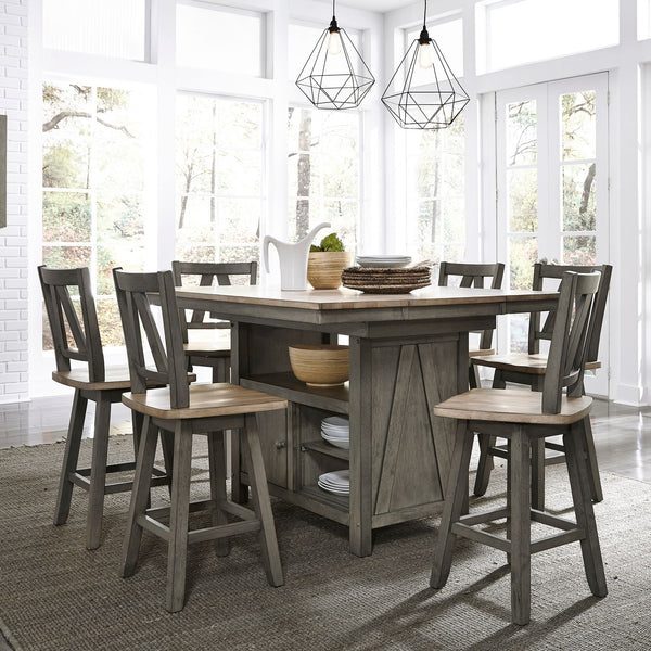 Lindsey Farm 7 Piece Gathering Table Set - 62-CD-7GTS