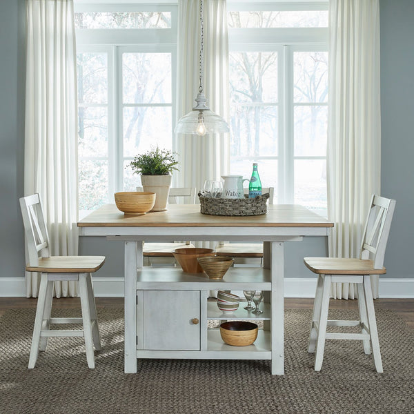 Lindsey Farm 5 Piece Gathering Table Set - 62WH-CD-5GTS