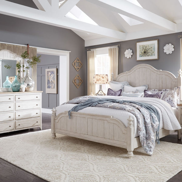 Farmhouse Reimagined Queen Poster Bed, Dresser & Mirror - 652-BR-QPSDM