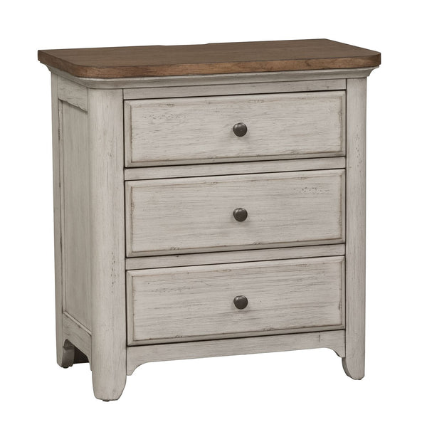 Farmhouse Reimagined 3 Drawer Night Stand w/ Charging Station - 652-BR61