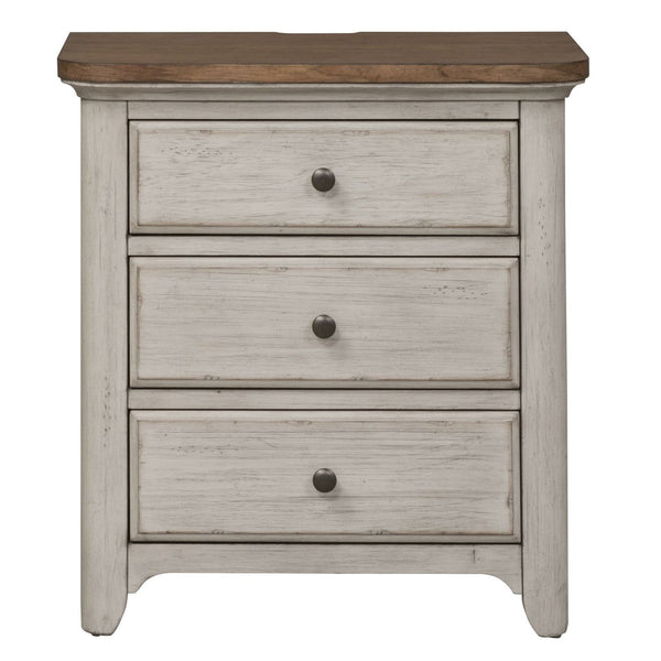 Farmhouse Reimagined 3 Drawer Night Stand w/ Charging Station - 652-BR61