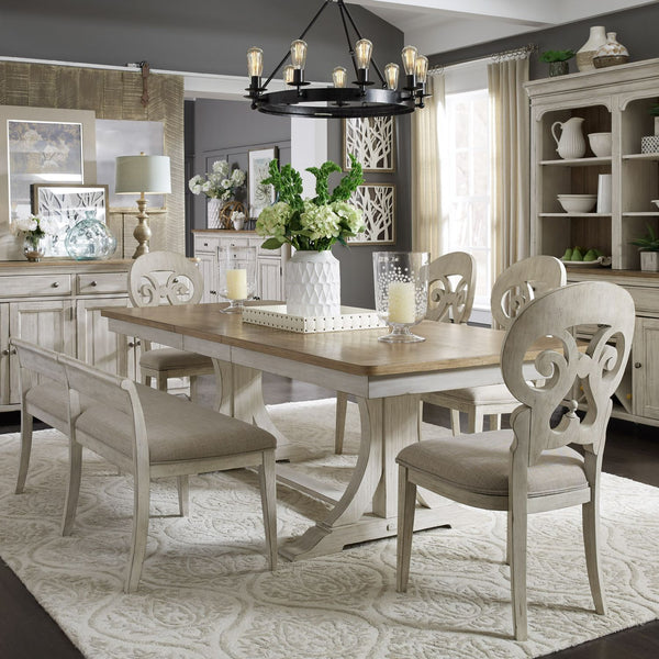 Farmhouse Reimagined 6 Piece Trestle Table Set - 652-DR-6TRS