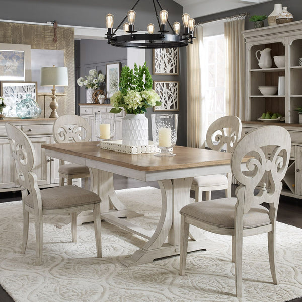 Farmhouse Reimagined 7 Piece Trestle Table Set - 652-DR-7TRS