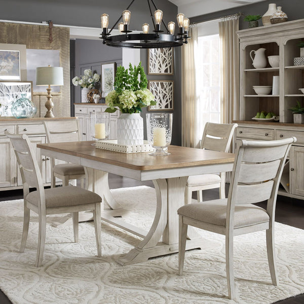 Farmhouse Reimagined Opt 5 Piece Trestle Table Set - 652-DR-O5TRS