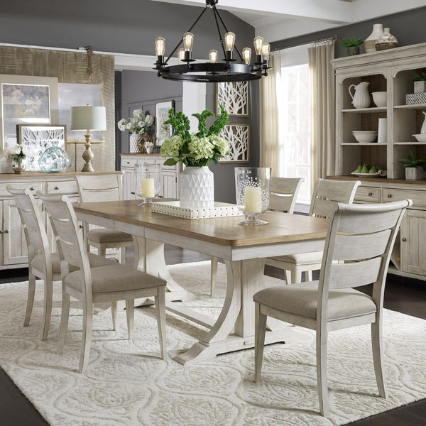 Farmhouse Reimagined Opt 7 Piece Trestle Table Set - 652-DR-O7TRS