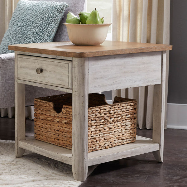 Farmhouse Reimagined End Table with Basket - 652-OT1020