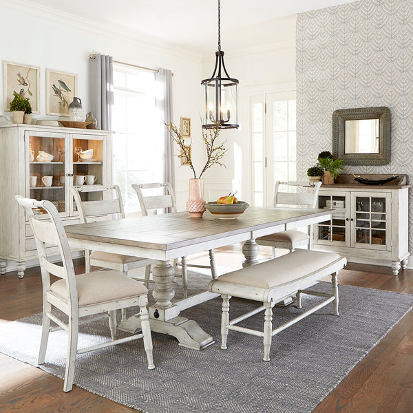 Whitney 6 Piece Trestle Table Set - 661W-CD-6TRS