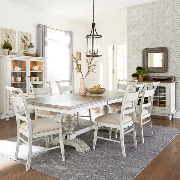 Whitney 7 Piece Trestle Table Set - 661W-CD-7TRS