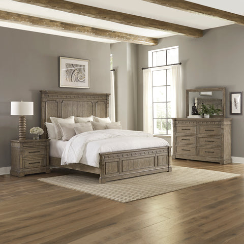 Town & Country 711-BR-KPBDMN King Panel Bed, Dresser & Mirror, NS