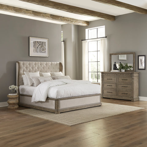 Town & Country 711-BR-KSHDM King Shelter Bed, Dresser & Mirror