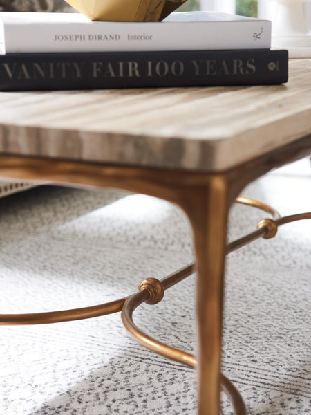 Menlo Park Rectangular Cocktail Table With Stone Top