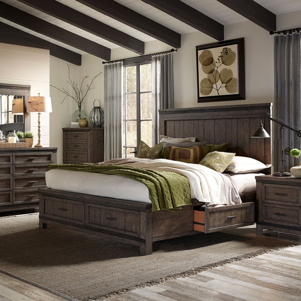 Thornwood Hills King Two Sided Storage Bed, Dresser & Mirror, Chest, Night Stand - 759-BR-K2SDMCN