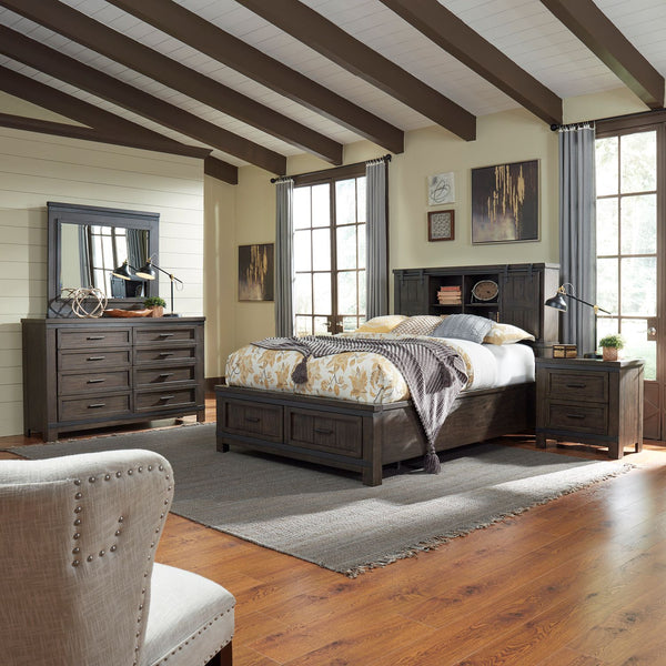 Thornwood Hills Queen Bookcase Bed, Dresser & Mirror, Night Stand - 759-BR-QBBDMN