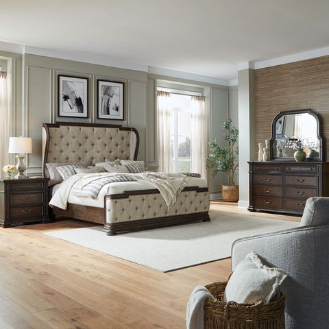 Provence Park King Shelter Bed, Dresser & Mirror, Night Stand