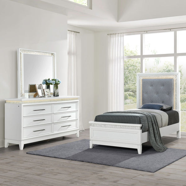 Reflections Twin Uph Bed, Dresser & Mirror - 781-YBR-TUBDM