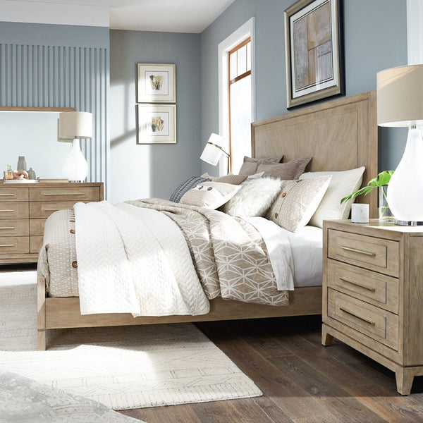 Brentwood King California Panel Bed, Dresser & Mirror, Night Stand - 789-BR-CPBDMN