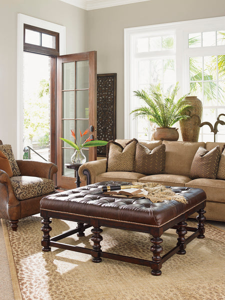 Heather Leather Cocktail Ottoman