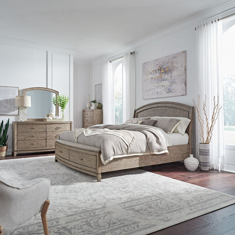 Avalon King Panel Storage Bed, Dresser & Mirror, Chest