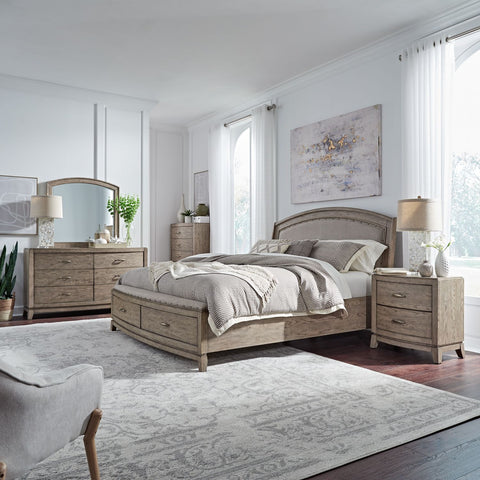 Avalon King Uph Storage Bed, Dresser & Mirror, Chest, Night Stand