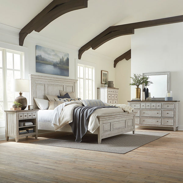 Heartland King California Panel Bed, Dresser & Mirror, Chest, Night Stand - 824-BR-CPBDMCN