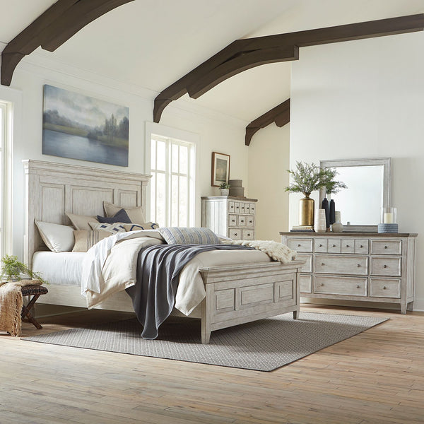 Heartland Queen Panel Bed, Dresser & Mirror, Chest - 824-BR-QPBDMC