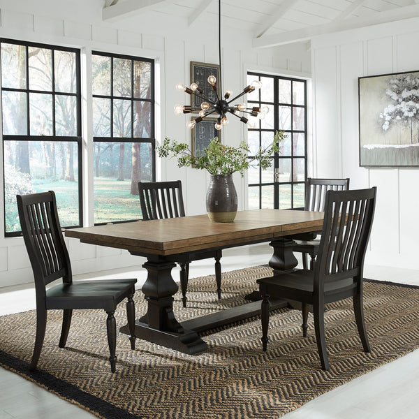 Harvest Home 5 Piece Trestle Table Set - 879-DR-5TRS