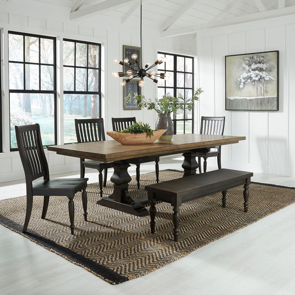 Harvest Home 6 Piece Trestle Table Set - 879-DR-6TRS