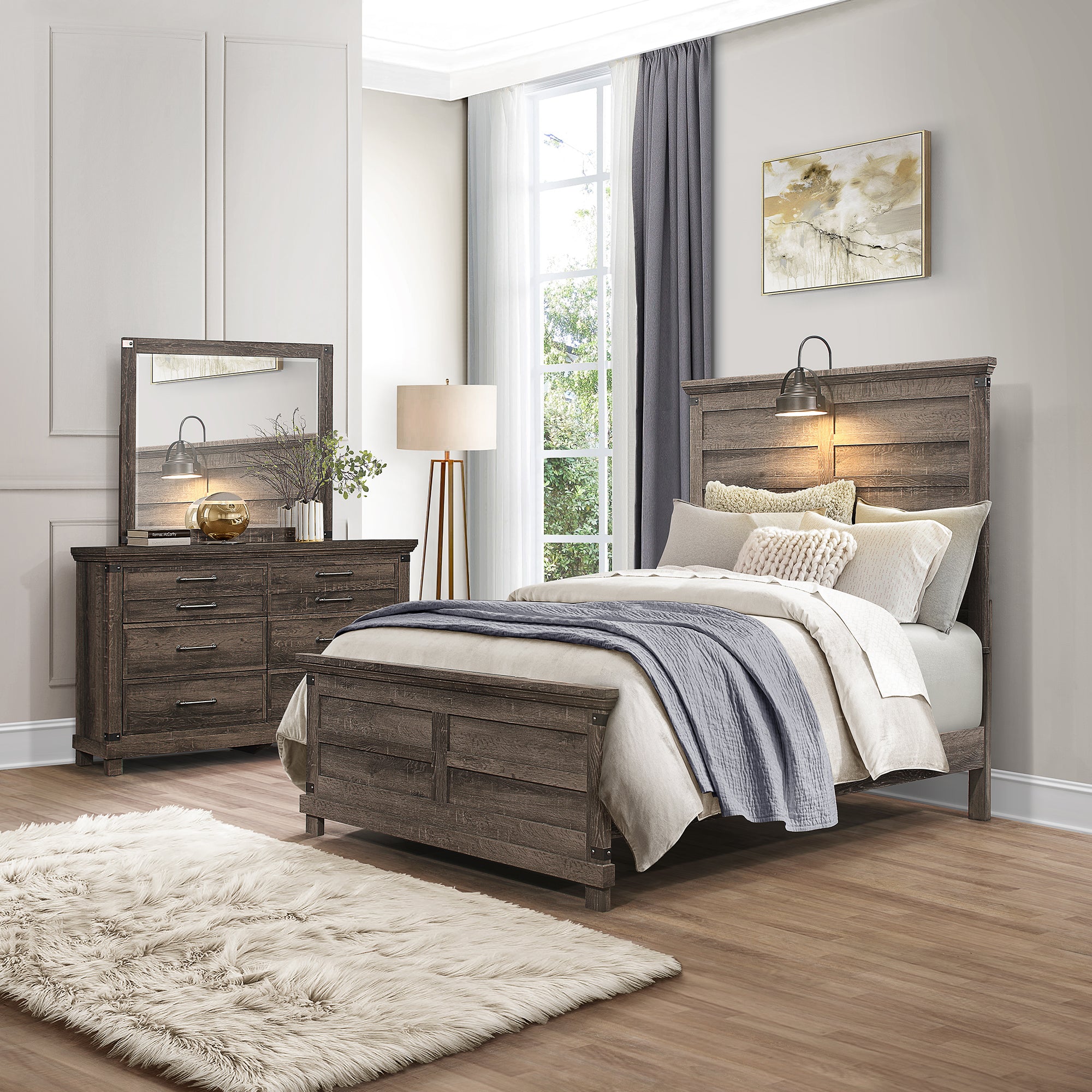 Lakeside Haven 903-BR-FPBDM Full Panel Bed, Dresser & Mirror