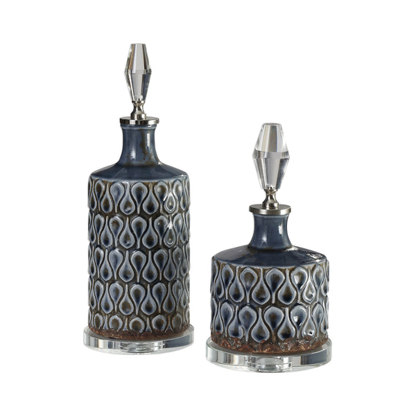 Uttermost Varuna Cobalt Blue Bottles S/2