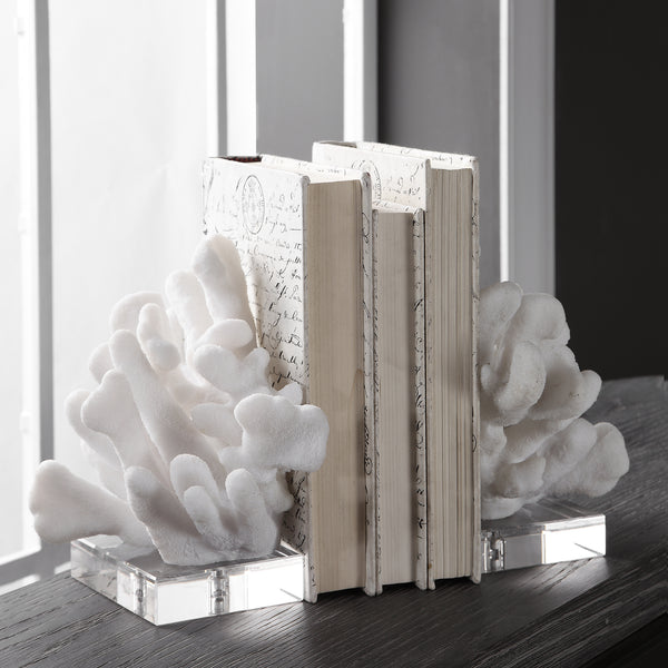 Uttermost Charbel White Bookends, Set/2