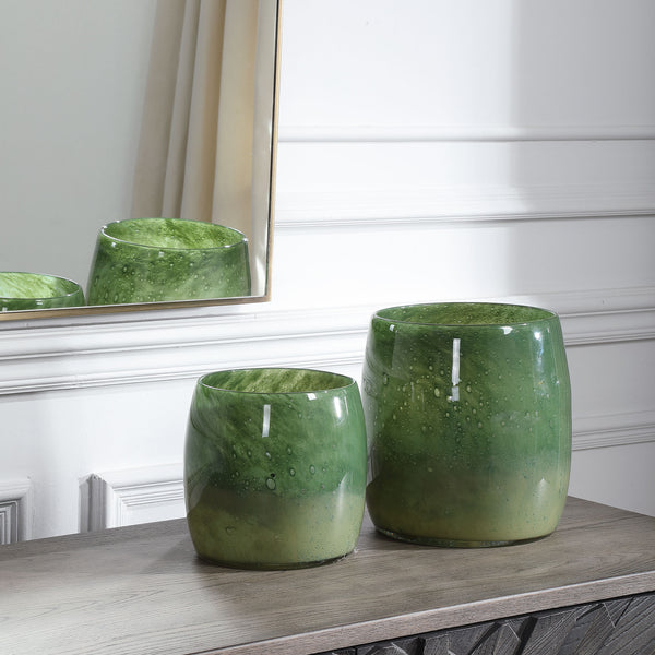 Uttermost Matcha Green Glass Vases, S/2