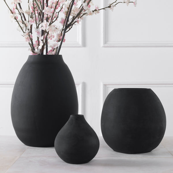 Uttermost Hearth Matte Black Vases, Set/3