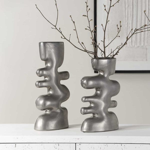 Uttermost Free Flowing Nickel Vases Set/2