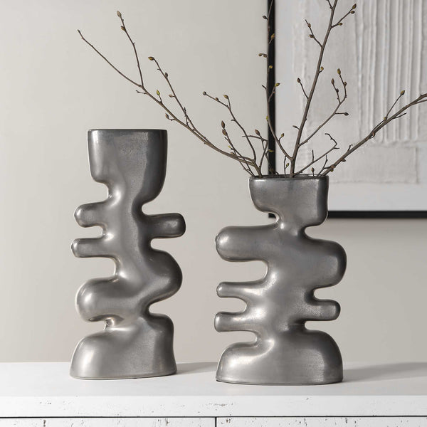Uttermost Free Flowing Nickel Vases Set/2