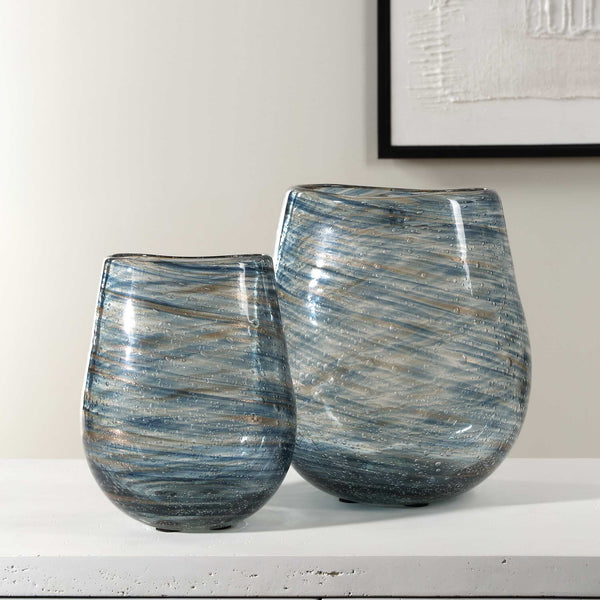 Uttermost Aurora Swirl Glass Vases Set/2