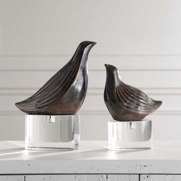 Uttermost Nesting Bird Gray Sculptures Set/2