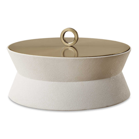 Uttermost Luxe White Shagreen Round Box