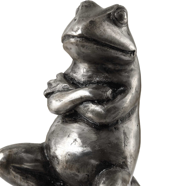 Uttermost Daydreaming Frogs Aged Silver Bookends Set/2