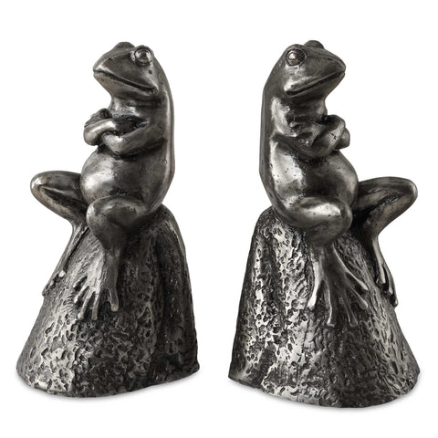 Uttermost Daydreaming Frogs Aged Silver Bookends Set/2