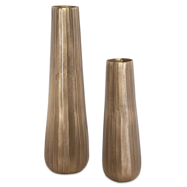 Uttermost Vertiforge Antique Gold Vases Set/2