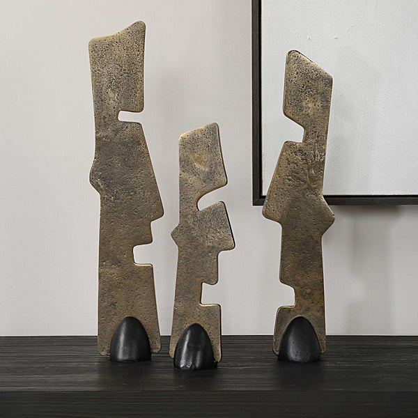 Uttermost Geometric Echoes Bronze Sculptures Set/3