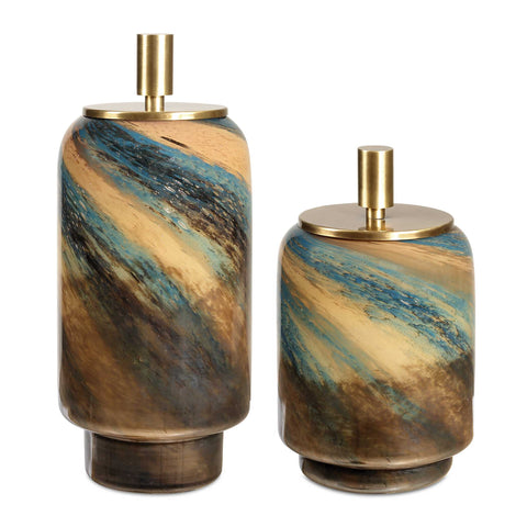 Uttermost Celestial Tide Glass Containers Set/2