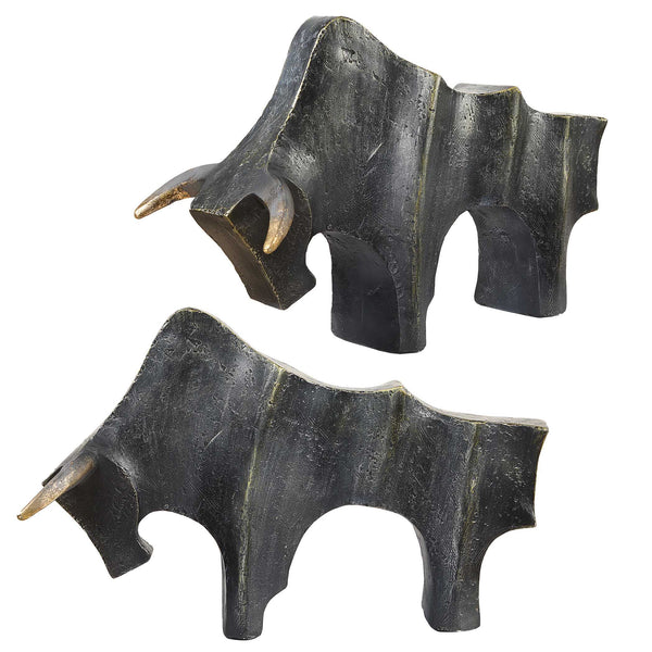 Uttermost Regal Bull Bronze Sculptures Set/2